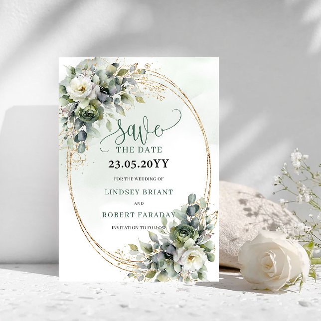 Elegant Watercolor Eucalyptus Save The Date Card (Elegant Watercolor Eucalyptus Save The Date Card)