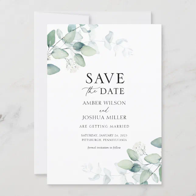 Eucalyptus Save The Date Invitation Save The Date Canva