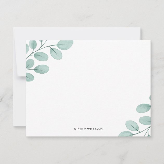BOTANICAL Personalized Flat Elegant Floral Plant Stationery/Stationary Note Card Set