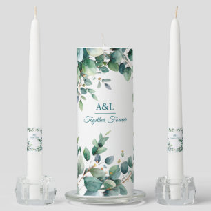 Elegant Watercolor Eucalyptus Wedding Candle