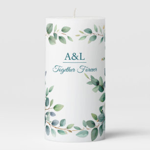 Elegant Watercolor Eucalyptus Wedding Candle