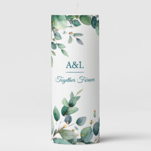 Elegant Watercolor Eucalyptus Wedding Candle