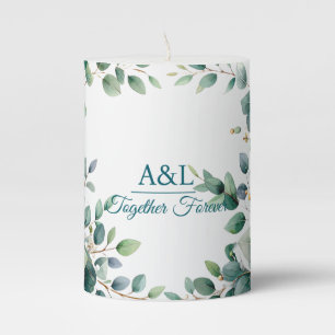 Elegant Watercolor Eucalyptus Wedding Candle