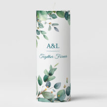 Elegant Watercolor Eucalyptus Wedding Candle