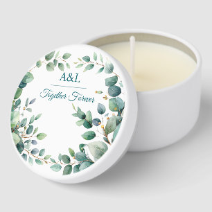 Elegant Watercolor Eucalyptus Wedding Candle Mini Candle Favors