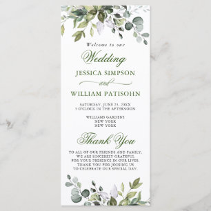 Elegant Watercolor Eucalyptus Wedding Ceremony Program