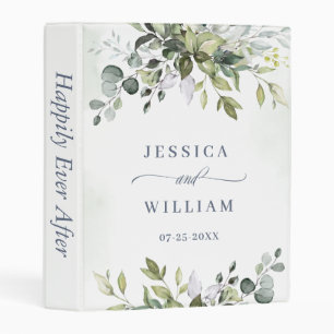 Elegant Watercolor Eucalyptus Wedding Custom Mini Binder
