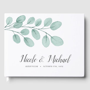 Elegant Watercolor Eucalyptus Wedding Guest Book