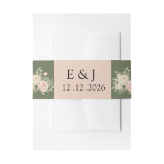 Elegant Watercolor Eucalyptus Wedding Invitation Belly Band