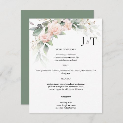 Elegant Watercolor Eucalyptus Wedding Menus Invitation