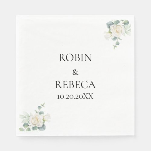 Elegant Watercolor Eucalyptus Wedding Paper Napkin