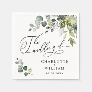 Elegant Watercolor Eucalyptus Wedding Paper Napkin