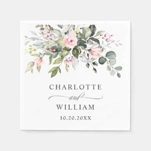 Elegant Watercolor Eucalyptus Wedding Paper Napkin