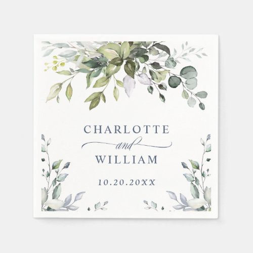 Elegant Watercolor Eucalyptus Wedding Paper Napkins
