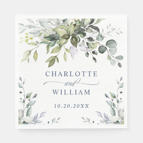 Elegant Watercolor Eucalyptus Wedding Paper Napkins