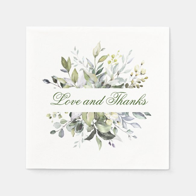 Elegant Watercolor Eucalyptus Wedding Paper Napkins