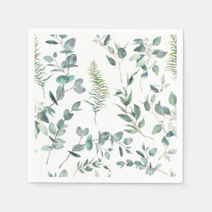 Elegant Watercolor Eucalyptus Wedding Paper Napkins