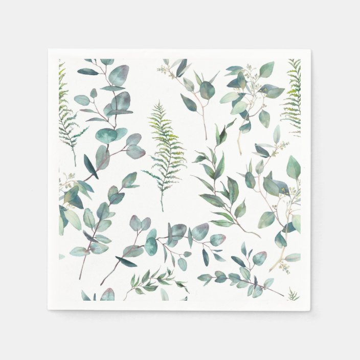 Elegant Watercolor Eucalyptus Wedding Paper Napkins Zazzle