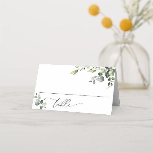 Elegant Watercolor Eucalyptus Wedding Place Card