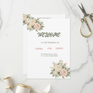 Elegant Watercolor Eucalyptus Wedding Program