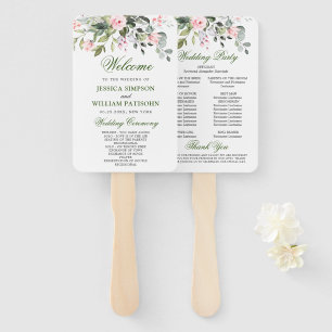Elegant Watercolor Eucalyptus Wedding Program Hand Fan
