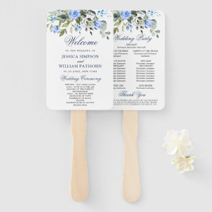 Elegant Watercolor Eucalyptus Wedding Program Hand Fan