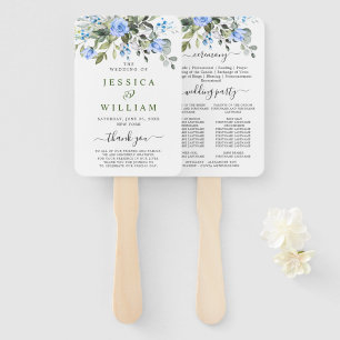 Elegant Watercolor Eucalyptus Wedding Program Hand Hand Fan