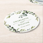 Elegant Watercolor Eucalyptus Wedding Round Round Paper Coaster<br><div class="desc">For further customization,  please click the "Customize" button and use our design tool to modify this template. For further customization,  please click the "customize further" link and use our design tool to modify this template. 
 If you need help or matching items,  please contact me.</div>