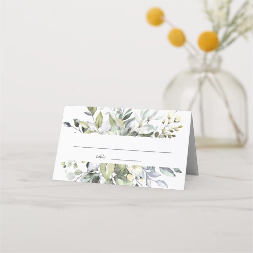 Elegant Watercolor Eucalyptus Wedding Table Place Card