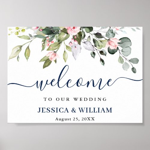 Elegant Watercolor Eucalyptus Wedding Welcome Sign