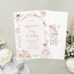 Elegant Watercolor Fairy First Birthday Baby Show Invitation