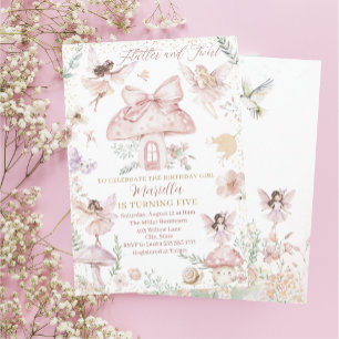 Elegant Watercolor Fairy is turning five Birthday Invitation