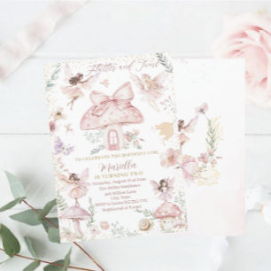 Elegant Watercolor Fairy is turning two Birthday Invitation