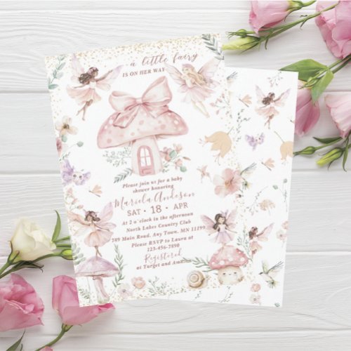 Elegant  Watercolor Fairy Wildflower Garden Baby S Invitation