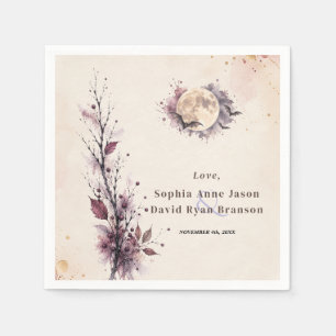 Elegant Watercolor Fall Burgundy Halloween Wedding Napkins