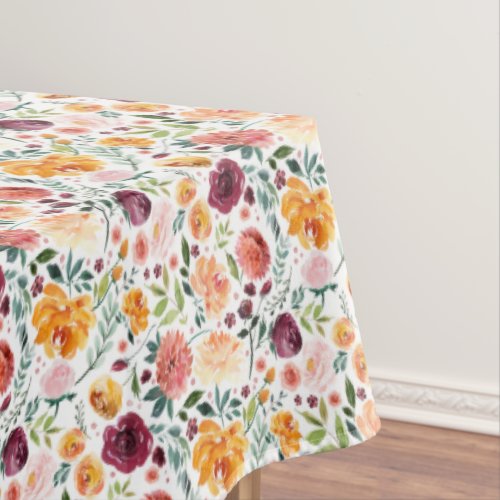Elegant Watercolor Fall Floral Pattern Tablecloth