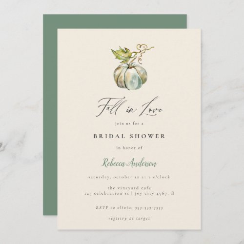 Elegant Watercolor Fall in Love Bridal Shower Invitation