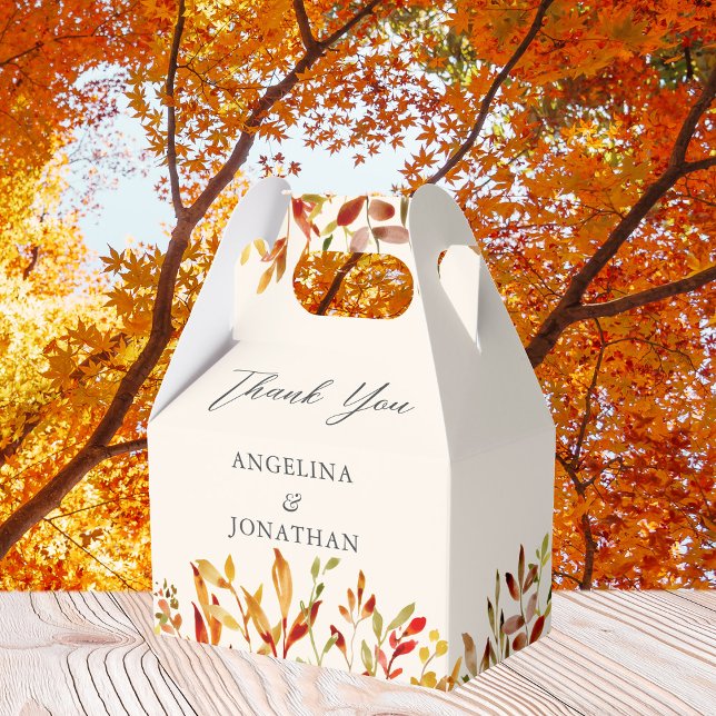 Elegant Watercolor Fall Leaves Autumn Wedding Favor Boxes (Creator Uploaded)