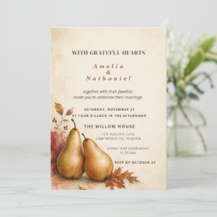 Elegant Watercolor Fall Thanksgiving Wedding Invitation