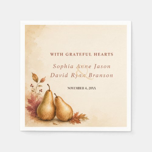 Elegant Watercolor Fall Thanksgiving Wedding Napkins