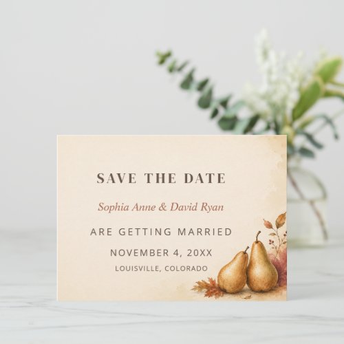 Elegant Watercolor Fall Thanksgiving Wedding Save The Date