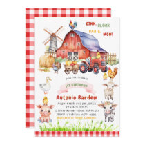 Elegant  Watercolor  Farm Baby  1st birthday Invitation