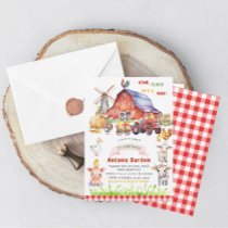 Elegant  Watercolor  Farm Baby  2st birthday Invitation