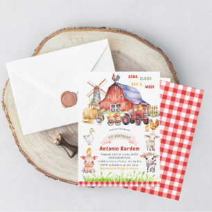 Elegant Watercolor Farm Baby 2st birthday Invitation