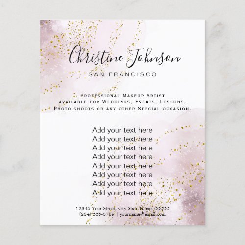 elegant watercolor faux glitter beauty salon flyer