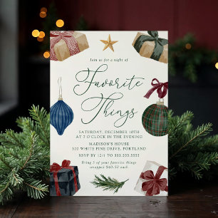 Elegant Watercolor Favorite Things Christmas Party Invitation