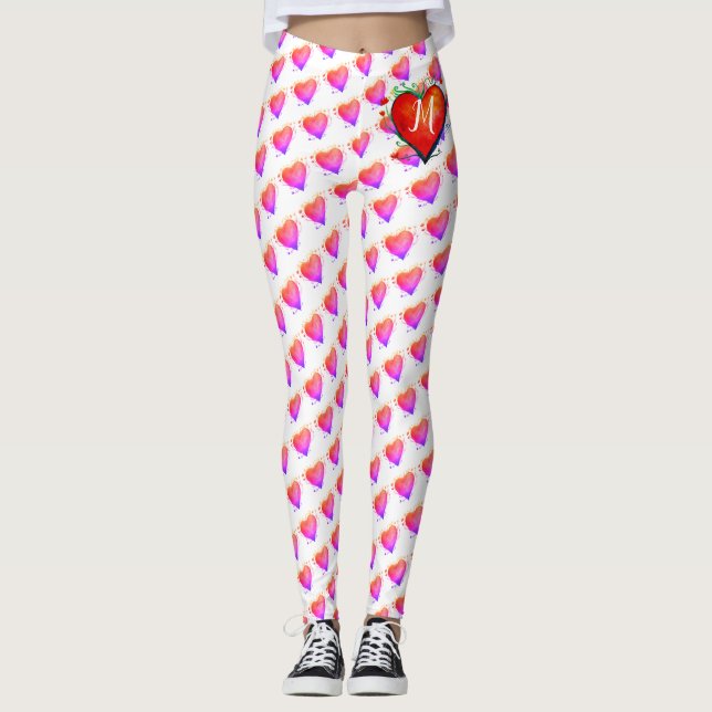 Elegant Watercolor feathers  Custom Leggings (Front)