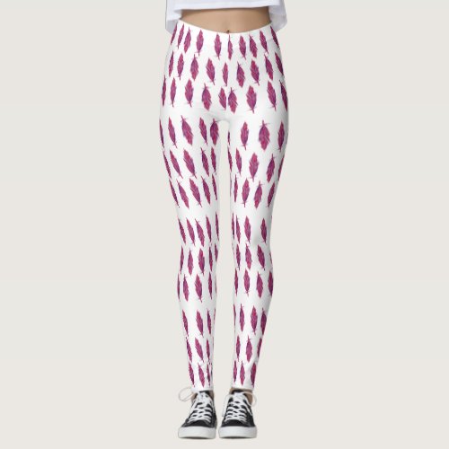 Elegant Watercolor feathers  Custom Leggings