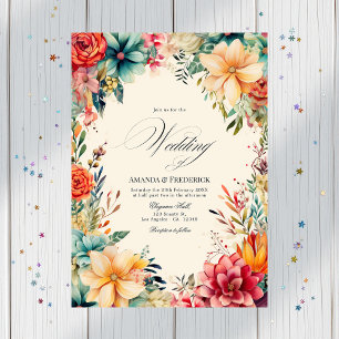 Elegant Watercolor Fiesta Wedding with QR Code Invitation
