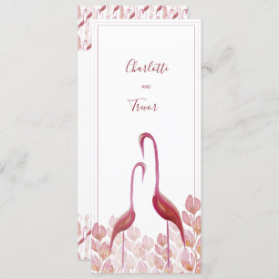 Elegant Watercolor Flamingos, Gold And Pink Card